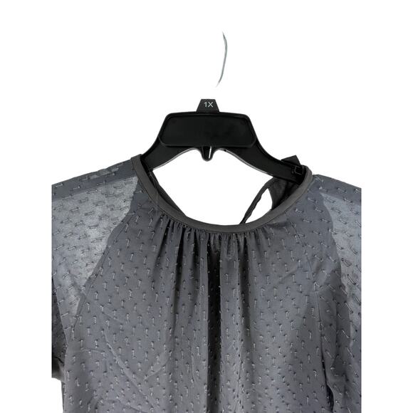 Ann Taylor Black Embroidered Tie Back Short Sleeve Blouse Women's Size XSP - Picture 3 of 6